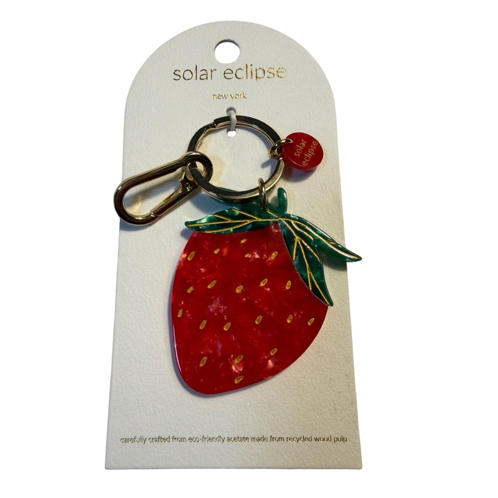 Solar Eclipse NY Hand-Painted Strawberry Keychain Eco-Friendly Acetate Bag Charm